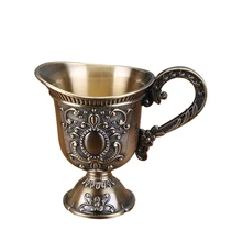 

European Vodka Cup Spirits Wine Glasses 50ml Retro Embossed Rose Pattern Drinking Alloy Wine Glass Gift Wedding Decoration