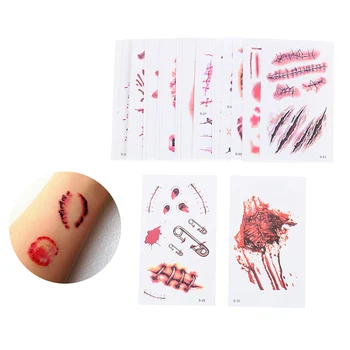 

30pcs Waterproof Halloween Terror Wound Realistic Blood Fake TemporaryTattoo Sticker