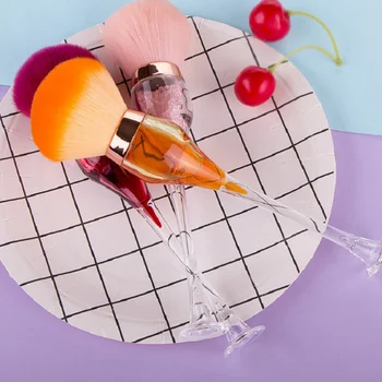 

Portable Makeup Brush Round Head Blush Brush Artificial Fiber Blush Brush Handle Makeup Brush for Woman Man Home Salon (Red)