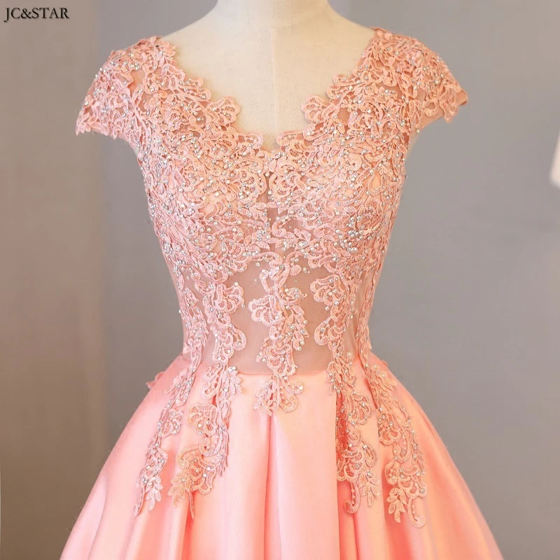 Vestido de festa longo para casamento новые кружевные атласные сексуальные платья трапециевидной формы с v-образным вырезом персикового и розового цвета для подружек невесты robe de soiree longue