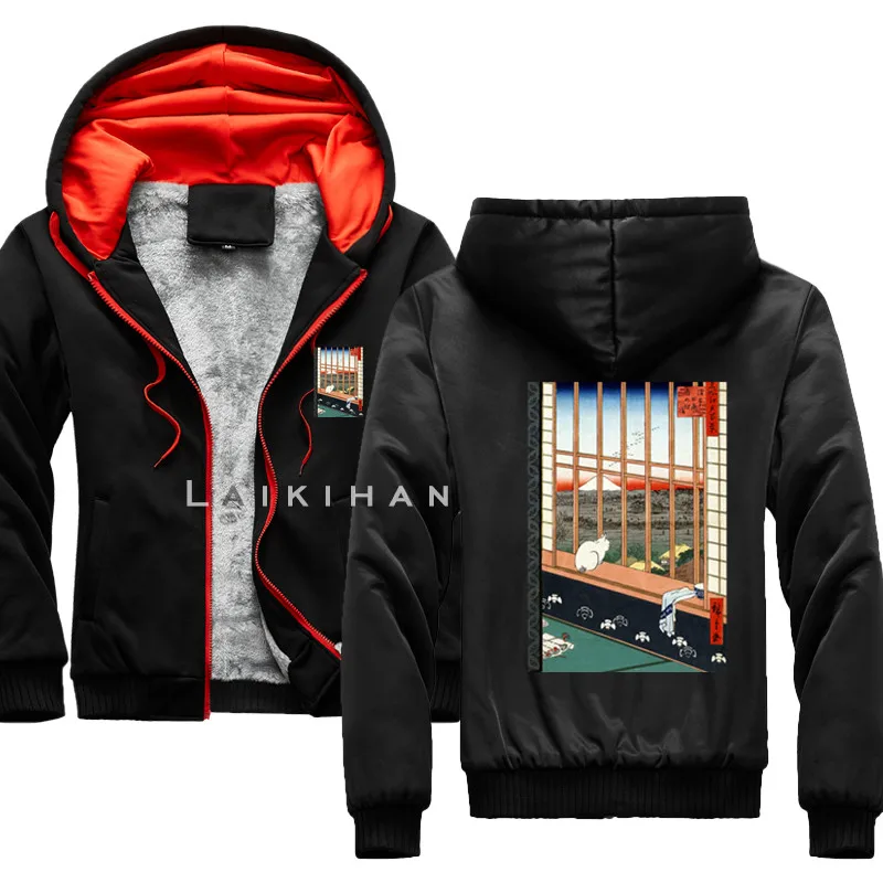 

Hiroshige Asakusa Ricefields and Torinomachi Festival Hoodies Winter Men Fashion Wool Liner Jacket 11 Sweatshirts Men Coat