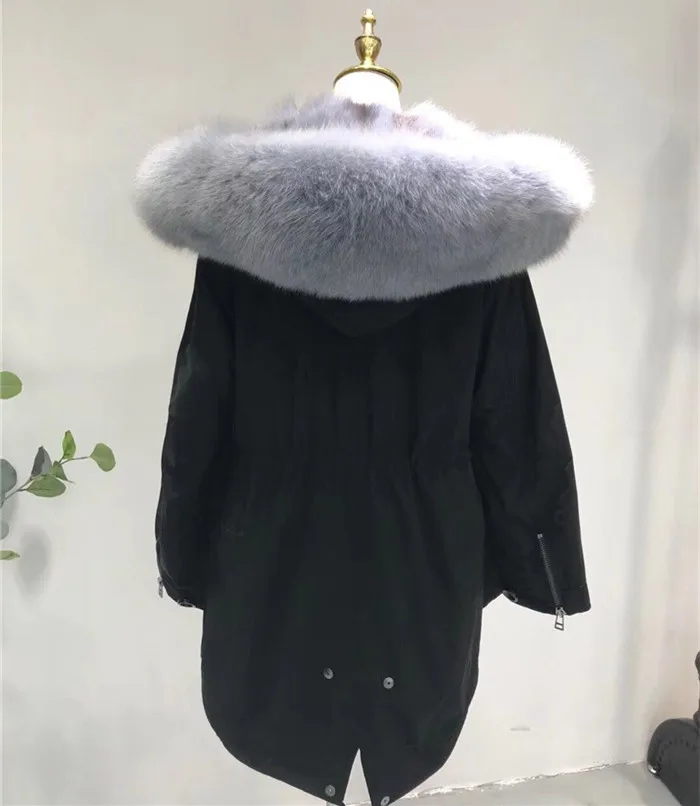sky blue liner 1 Новинка, зимнее женское пальто с капюшоном и большим воротником из лисьего меха, зимняя куртка с отстегивающейся подкладкой из лисьего меха, женская верхняя одежда - Цвет: sky blue liner 1