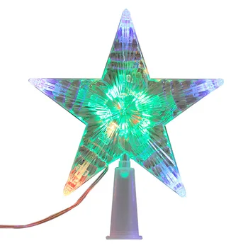 

Christmas LED Lamps Treetop Plastic Star Night Light Festival Party Decor Xmas Treetop Hanging Star Lamps Colored Light Props