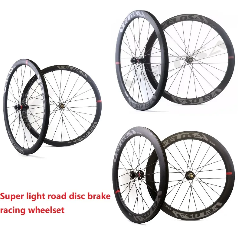 T800 超軽量ロードディスクブレーキレーシングホイールセット、700C