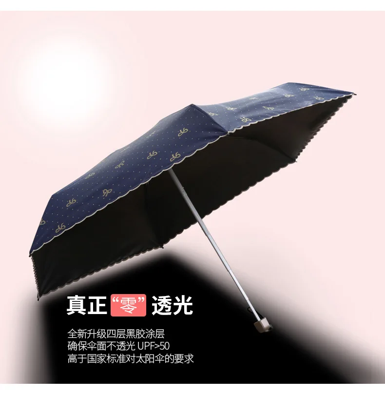 Зонт Ardeco с бантом в пять раз, маленький ультра-легкий мини-зонт kou dai san для женщин, всепогодный зонтик, двойного назначения, женский зонт от солнца-Рези