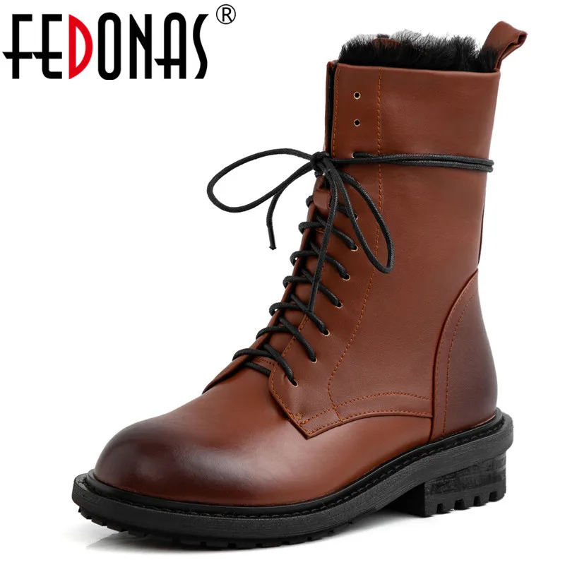 

FEDONAS Genuine Leather Female Snow Boots Quality Motorcycle High Heels Boots Night Club Shoes Woman Classic Women Ankle Boots