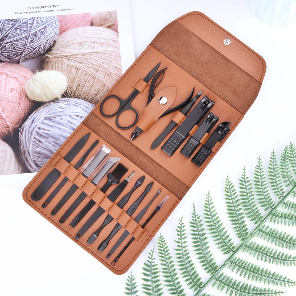 Günstig Faltbare Edelstahl Nail art Maniküre Werkzeuge Nägel Clipper Häutchen Entferner Pediküre Kit Pflege Werkzeuge in Reisetasche