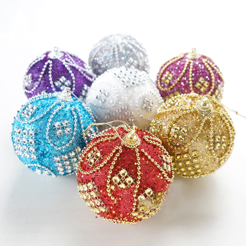 Christmas Balls 8cm Glitter Bauble Tree Hanging Ornament Christmas Decorations