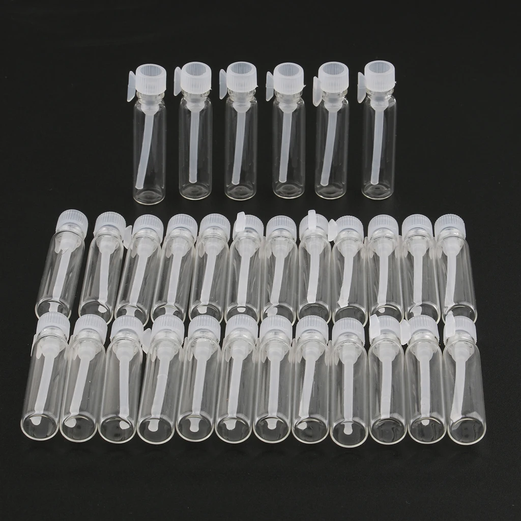 30pcs Premium Glass Vials With Plastic Lids Empty Cosmetics Bottle Container