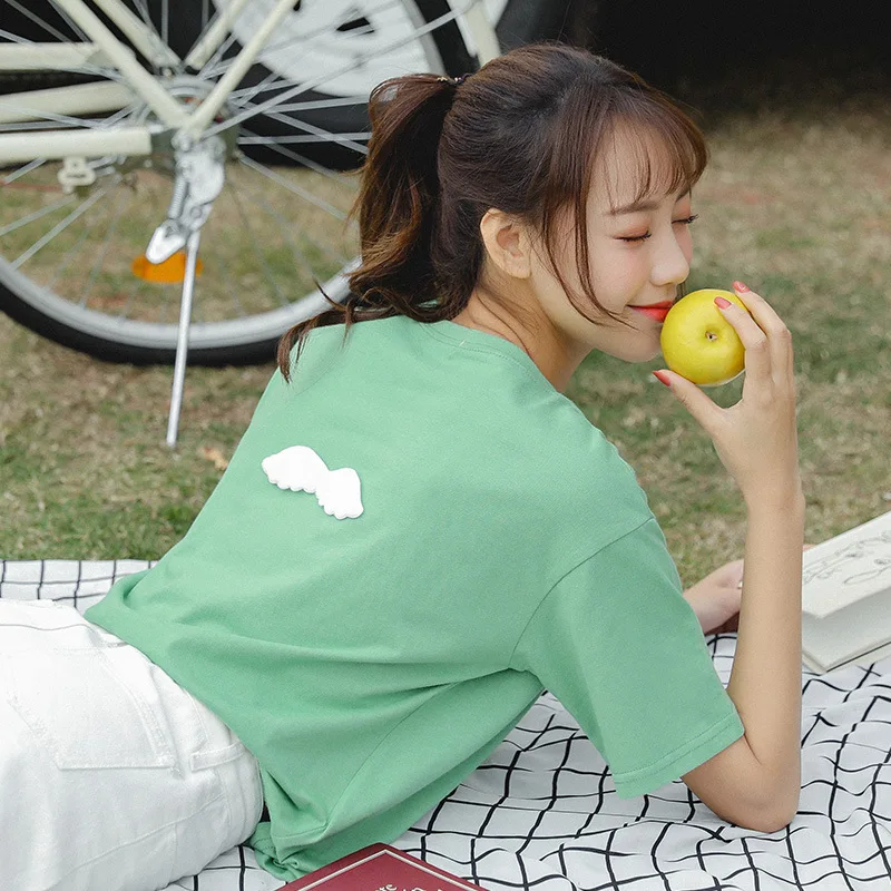 

Good Quality Korean-style Loose Short Sleeve T-shirt Women's Photo Shoot 2019 Summer Wear