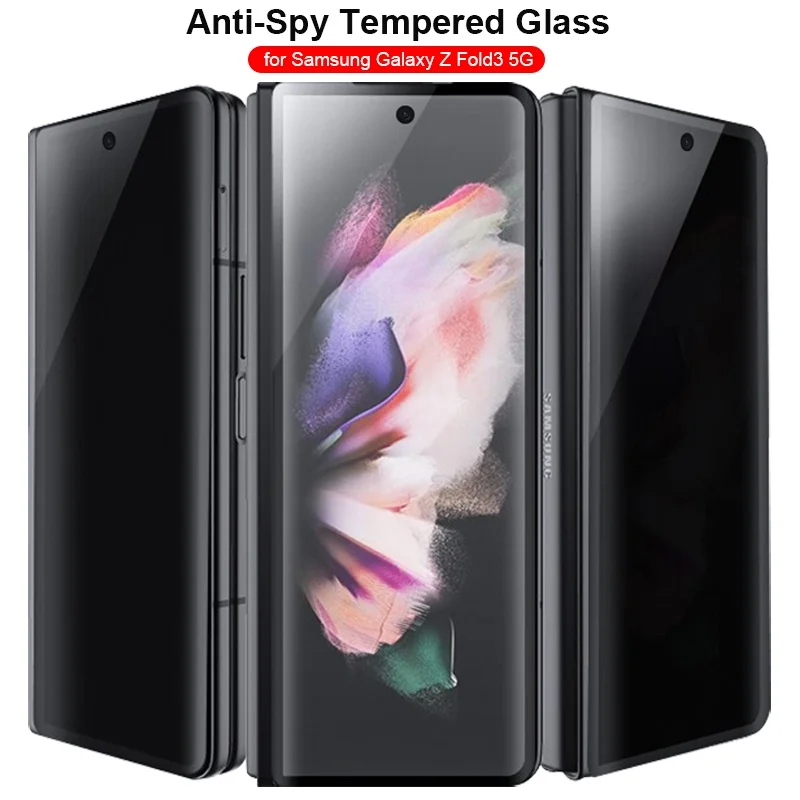 

2PCS Anti-Spy Front Screen Protector Privacy Tempered Glass For Samsung Galaxy Z Fold 3 5G Full Coverage Full Glue Case Friendly