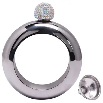 

Bangle Flask Handmade Crystal Lid 304 Stainless Steel Wine Flask Gift For Women Girls Men Party Flask Liquor Flask Bracel