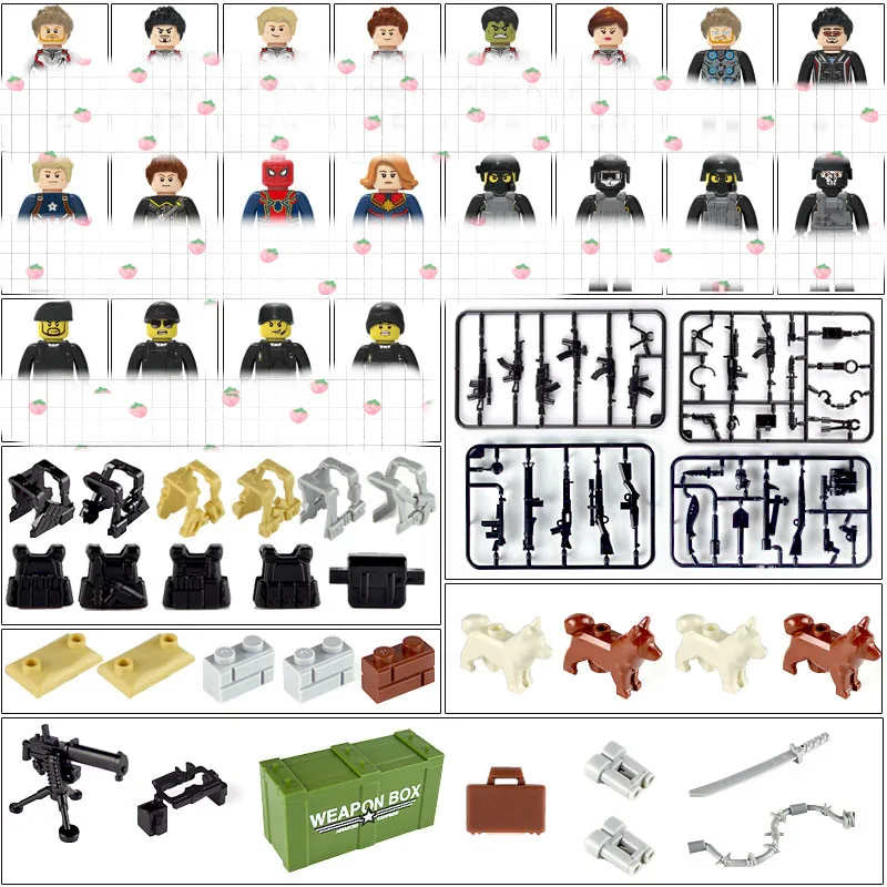 Action Mini Figure Building Block Toys Classic City Man Police Couriers Bridals Doctors Army Soldiers Mini Plastic Weapons Toys