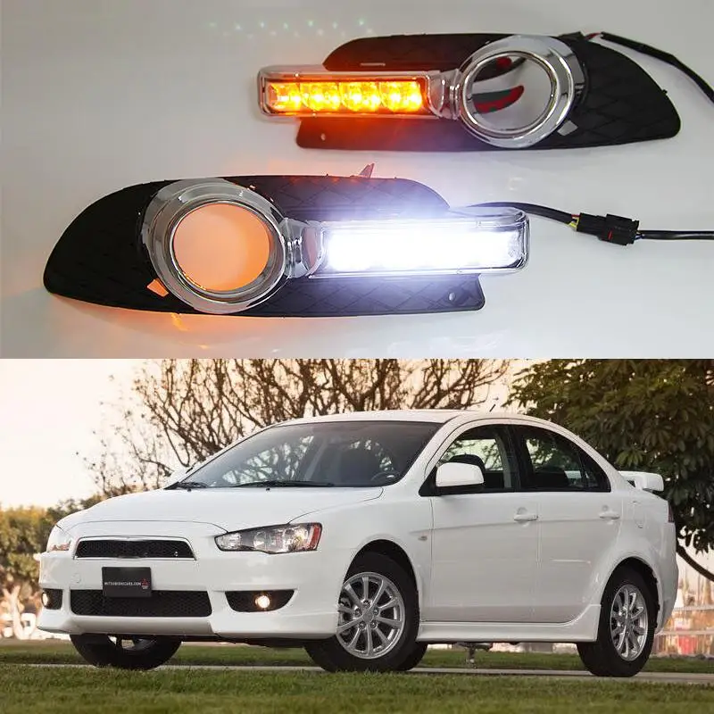 Дневные ходовые огсветильник с указателем поворота для Mitsubishi Lancer 2008 2009 2010 2011 2012 LED