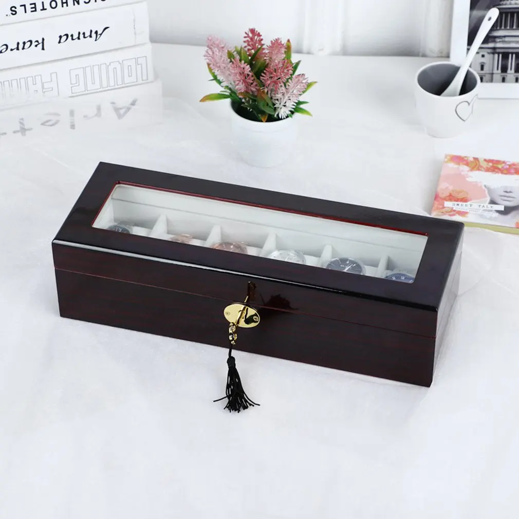 Wooden Watch Box Storage Box With Key Open Window Watch Storage Box Paint Spray Paint W129 Professional Fashion