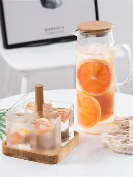 

Japanese-StyleSmall Capacity Jug With Cup Set Transparent Heat-Resistant Glass Cold Kettle Cup Set Handmade Heat Resistant Boros