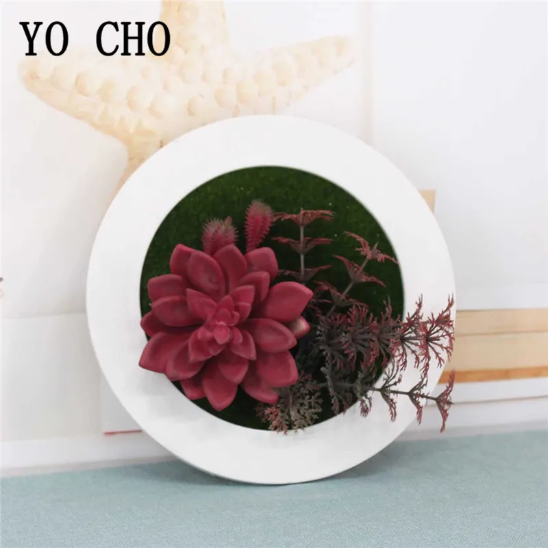 YO CHO 3D креативные пластиковые суккуленты растение для украшения дома Настенная вешалка искусственные растения с цветами рамка Настенная Наклейка Магазин Декора