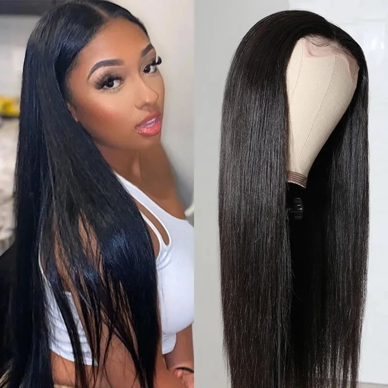 

13X4 Transparent Lace Front Human Hair Wigs With Baby Hair For Black Women Pre Plucked 4x4 Closure Lace Bone Straight Wigs