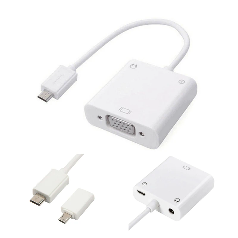 Micro USB a VGA Adaptador de Audio convertidor Teléfono Móvil TV conexión SL|Cables VGA| AliExpress