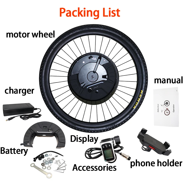 New Electric Bicycle Kit Imotor 3.0 Front Motor Wheel with Battery 24''26''29''700C E Bike Conversion kit APP Disc/V Brake Ebike