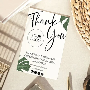 

Personalize LOGO Thank You Small Business Tropical DIY Template, Palm Leaf Thank You Card, Small Business Card