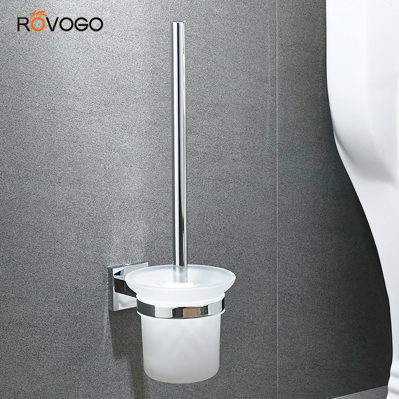 Comprar ROVOGO soporte de cepillo de baño montado en la pared, Herramientas de limpieza de resistencia al óxido de acero inoxidable Juego de cepillos de inodoro cromado