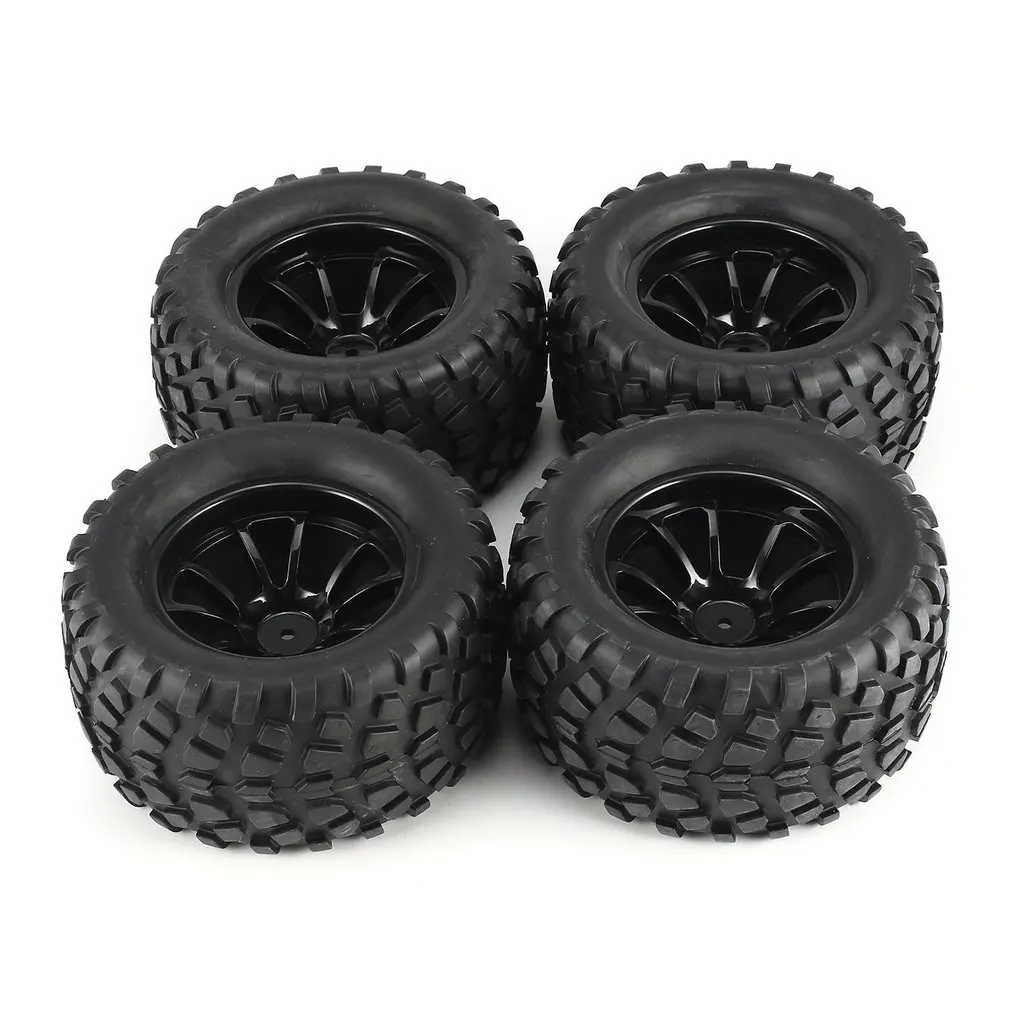 

New 4Pcs 130mm 10 Contour Dump Fetal Flower Off-road Wheel Rim and Tires for 1/10 Monster Truck Racing RC Car Accessories