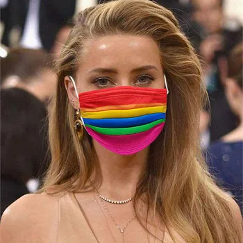 

50 Pcs Rainbow Disposable Protectiv Masks Non-woven 3-layer Face Mask Breathable Elastic Ear Loop mascarillas Adult Mouth Mask