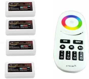 

Mi Light 4-Zone Group Wireless RF Remote Controller + 4pcs 2.4G DC12/24V 4-zone LED Controller (4RGBWcontroller +4-zone RGBW But