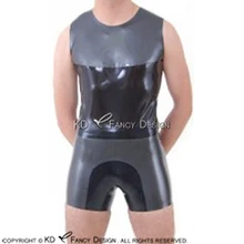 

Black And Metallic Pewter Sexy Latex Swimsuit With Back Zipper Rubber Surfsuit Body Suit Catsuit Bodysuit LTY-0204