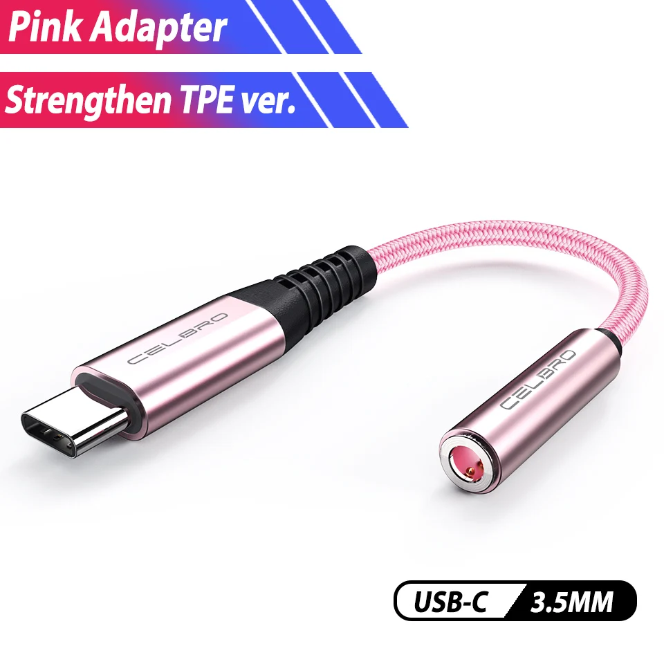 Type C 3.5mm Aux Adapter Usb Type C To 3.5MM Aux Audio Cable Headphone Jack Adapter For Google Pixel 4 3 2 XL Huawei P30 Pro - Color: Pink