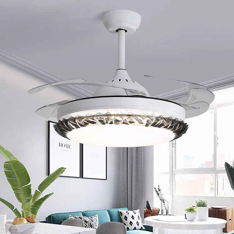 

LED Invisible Ceiling Fan Light Personality Living Room Home Ceiling Fan Simple Bedroom Silent Ceiling Fans with Lights