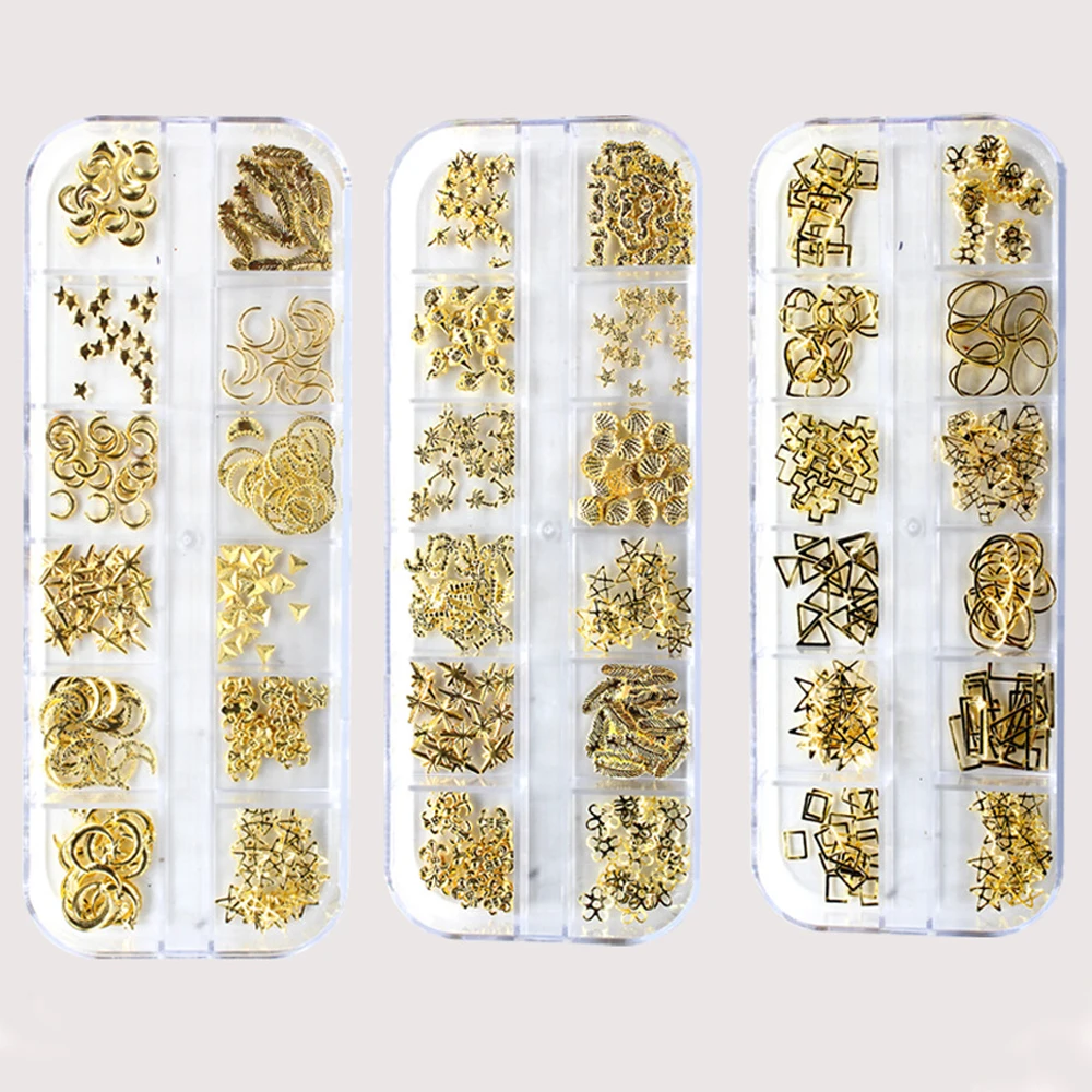 

Hollow Out Gold Nail Sequins Snow Flakes Mixed Design Decorations for Nail Arts Pillette Nail Accessories