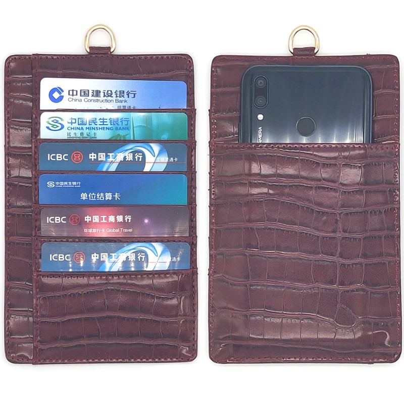 

High Quality Genuine Leather Mobile Card Holder Python Pattern Leather Pouch Mobile Card Holder Crocodile Mobile Card Bag