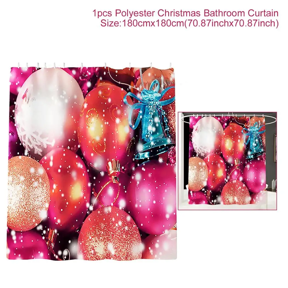HUIRAN Рождество ванная комната шторки коврик сиденье для унитаза украшения Рождественские украшения для дома рождественские подарки год - Цвет: Shower Curtain 4