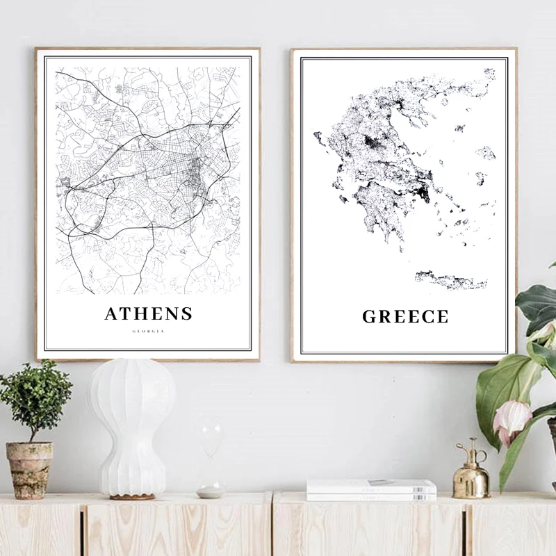 Greece-Road-Map-Poster-Black-and-White-Prints-Athens-City-Map-Canvas-Painting-Travel-Posters-Wall (3)