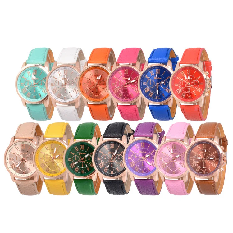Ladies Quartz Watch Orange Leather Strap Luxury Digital Roman Scale Alloy Dial Watches For Women Gift Couple Clocks H07 womens quartz watch,couple watch,womens watch,quartz watch,women watches,digital watch