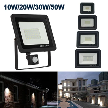 

Waterproof LED Street Light 10W 20W 30W 50W Adjustable Floodlight With PIR Motion Sensor Outdoor Spotlight For Garden StreetHot