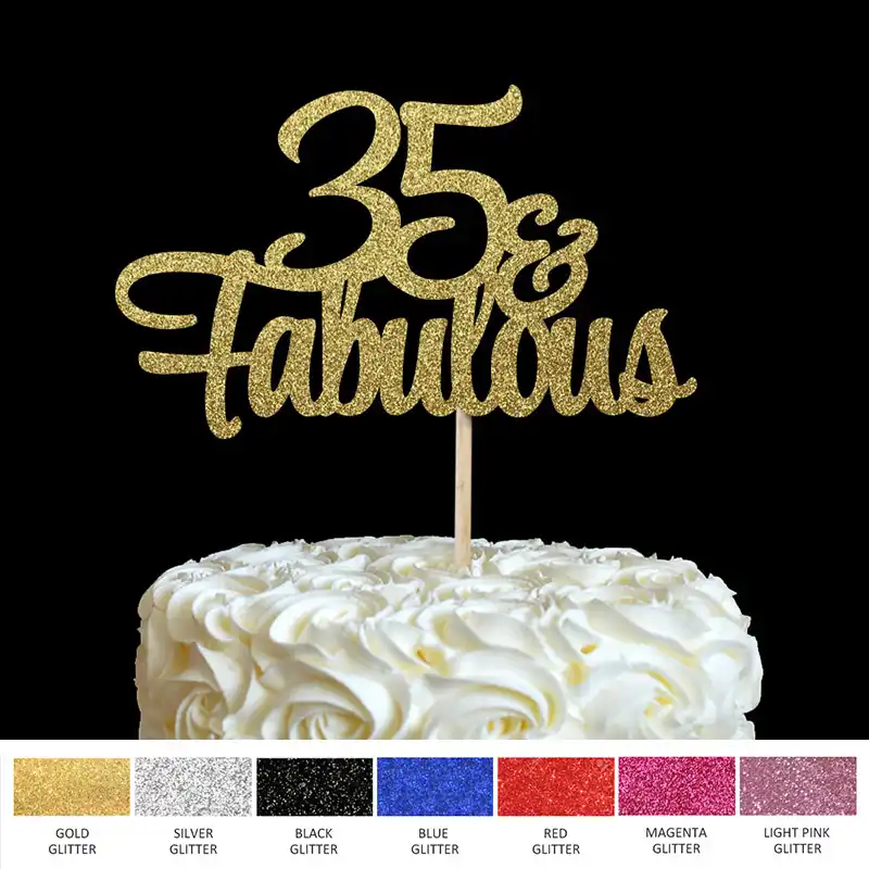 35と素晴らしいケーキトッパー35歳の誕生日ケーキトッパー 35歳のパーティーケーキ ゴールドグリッタースクリプトの装飾 Cake Decorating Supplies Aliexpress