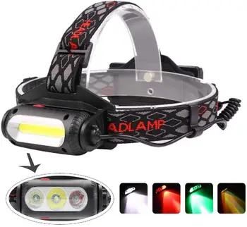 

LED Headlamp Rechargeable With Red/Green/White Light, 1000 Lumen COB Headlamps Hunting Headlight For Hiking Camping Fishing Nigh