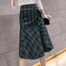 YiLin Kay юбка для женщин новая весенняя юбка для фестиваля с неровными клетчатыми и краями