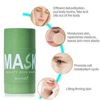 

Green Tea Oil Control Cleanser Solid Mask Deep Cleanser Moisturizer Shrink Pores Remove Blackheads and Acne Daub Type