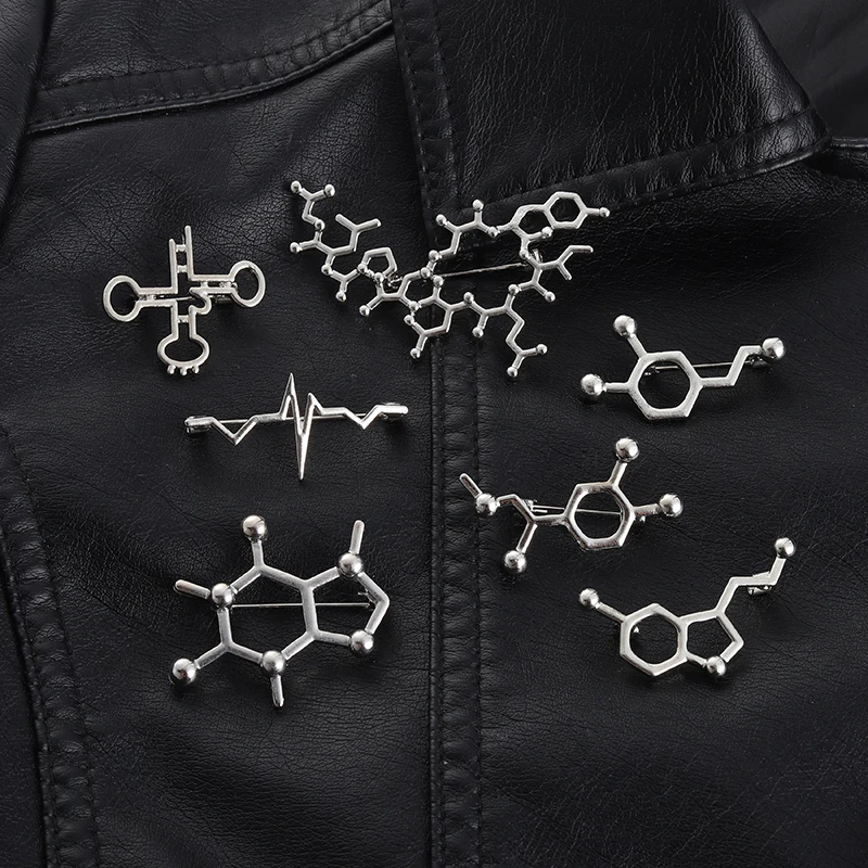 

Material Chemical Structure Enamel Pins Custom Wholesale Organic Chemistry Bag Brooch Lapel Pin Badge Gift for Students Friends