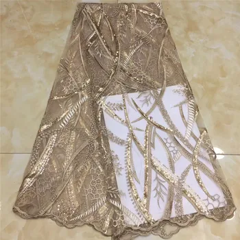 

2020 Latest French Nigerian Lace Fabric High Quality Embroidered Tulle African sequins Laces Fabric Wedding French Tulle Lace