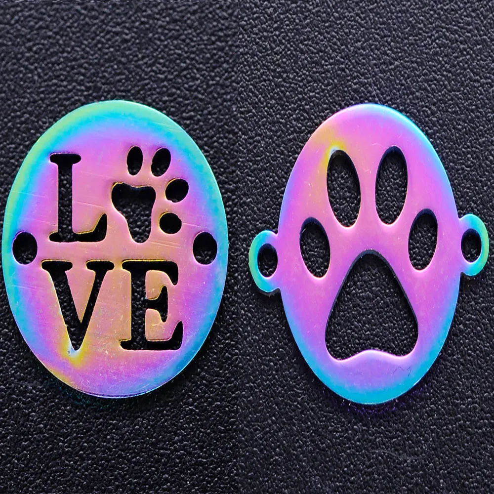 50 шт./лот 100% из нержавеющей стали соединители Love Pet Paw сделай сам подвески с