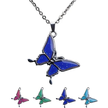 

Butterfly Pendant Necklace Stainless Steel Temperature Control Color Change Necklace Chain Jewellery d88