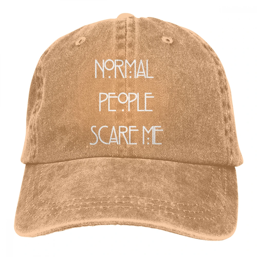 Нормальные люди пугать меня Casquette черный унисекс Мужские Женские джинсовые бейсболка с ремешком кепки Регулируемый Гольф папа шляпа - Цвет: Хаки