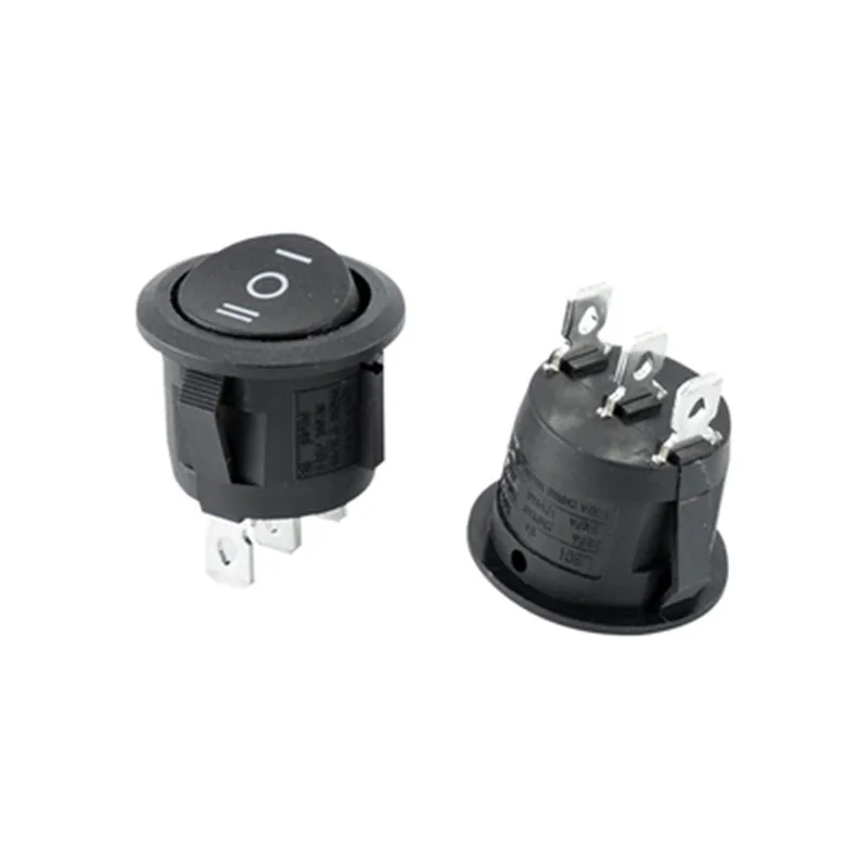 

5PCS KCD1 Round Black 3 Pin SPST 3 Position ON-OFF-ON 2 Position ON-OFF Rocker Boat Switch 6A 220V 10A 125V