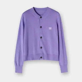 

New 2020 Spring AC 100% Wool Sweater Smiley Cube Square Crew O-Neck Cardigan A3