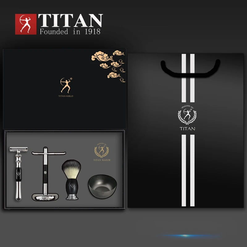 Titan-maquinilla de afeitar de alta calidad para hombres, de seguridad con mango de metal máquina de afeitar, cuchilla reemplazable